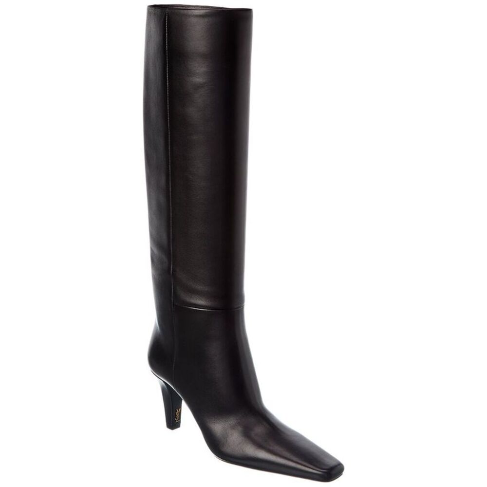Saint Laurent Jill 75 Leather Knee-High Boot, Black